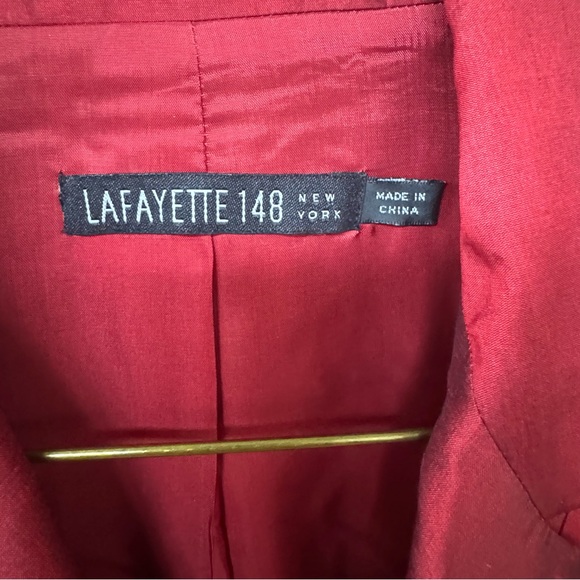 Pristine Lafayette 148 New York 100% Silk Red Dress Jacket & Skirt Suit (2) - Picture 5 of 16